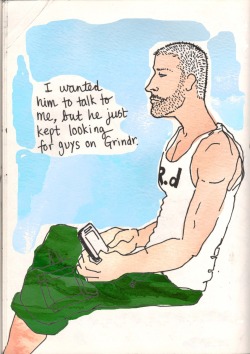 boycrazyboy:  ‎”I wanted him to talk to me, but he just kept looking for guys on Grindr” - colour version 
