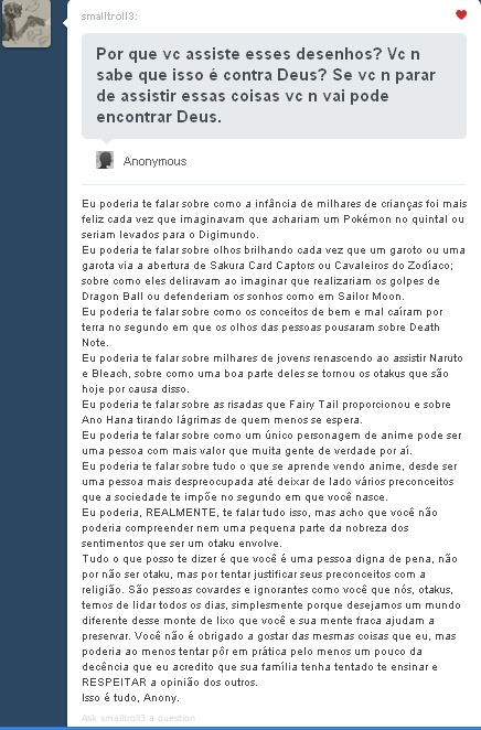 Ela sim tem meu respeito. Pois ela entende o verdadeiro significado de ser um(a)