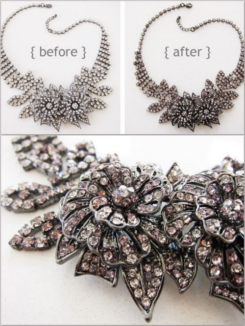 DIY Instantly Stately Rhinestone Jewelry. Using Sharpies and alcohol. Find cheap rhinestone jewelry 