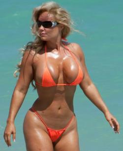 intlfeet:  Nicole CoCo Austin #Beach Orange #Bikini REALLY #BigBoobs #Thong 