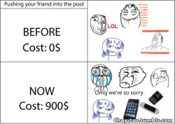 the-absolute-funniest-posts:  Pushing your friend into the pool: Then &amp; Now.    ;) don’t click