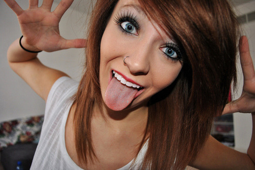 Cute girl with nose piercing