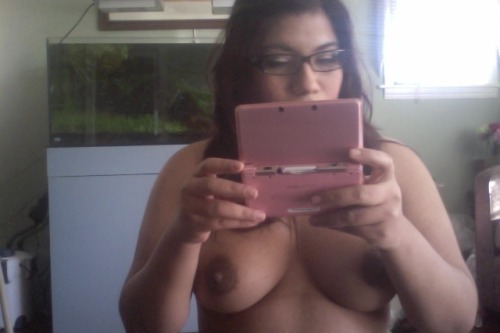 ensellure:  vickim88:  Playing Mariokart Topless on a Tuesday!! Dont bother me!! :)  vicki 