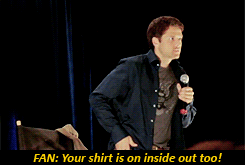 itsfuuh:  “The next day of shooting after the convention, I came to my trailer and every article of my wardrobe was hung inside out… and I didn’t know why! I thought, ‘This is a terrible mistake that the wardrobe department has made - can’t