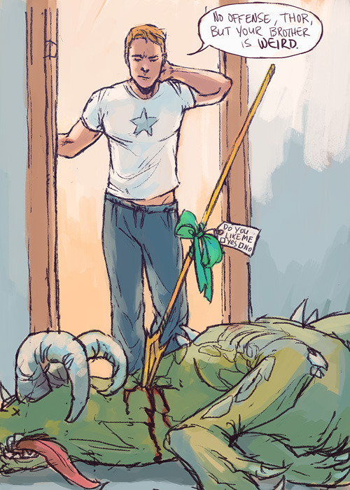 Me: Ive Decided That Loki Needs To Court Steve Like A Cat Brings Him Disgusting Gifts And Leaves Them