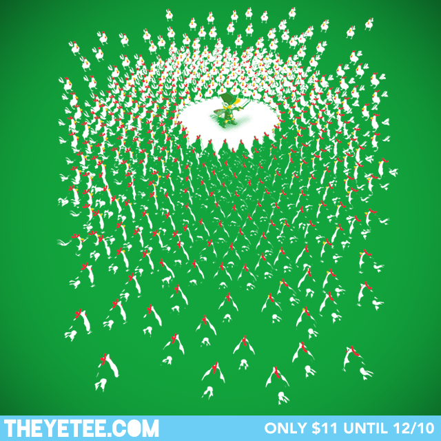 Link pissed off those crazy Cuccos for the last time in Billy Allison’s new shirt design. On sale at The Yetee for $11 until 12/10!
Contest!: Get a chance at winning the shirt for free by reblogging this post and commenting at The Yetee’s Facebook...