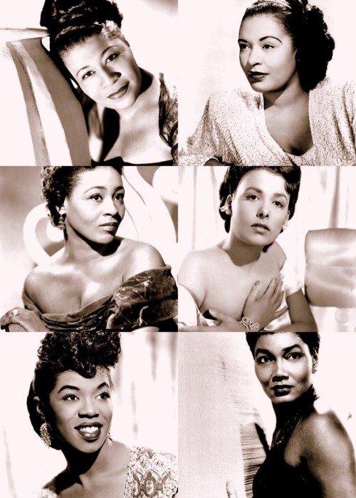 Ella Fitzgerald (April 17, 1917 - June 15, 1996)
Billie Holiday (April 7, 1915 - June 17, 1959)
Thelma Carpenter (January 15, 1922 - May 14, 1997)
Lena Horne (June 30, 1917 - May 9, 2010)
Sarah Vaughan (March 27, 1924 - April 3, 1990)
Pearl Bailey...