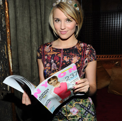 Dianna Agron reads her issue of NYLON at The Writer’s Room, Los Angeles.  See more photos of t