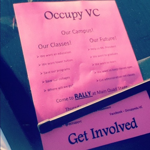 Haha Occupy VC! I found this kind of funny. I wonder how it went.  (Taken with instagram) “SAVE OUR COLLAGES”