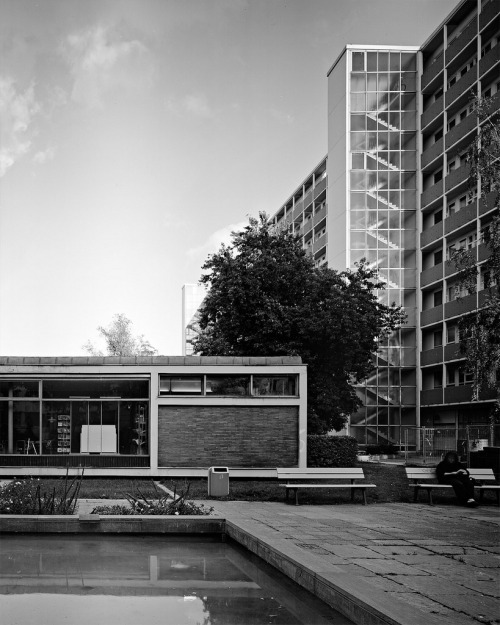 Interbau Berlin, 1957: Werner Düttmann&rsquo;s library and the housing block by Fritz Jaene