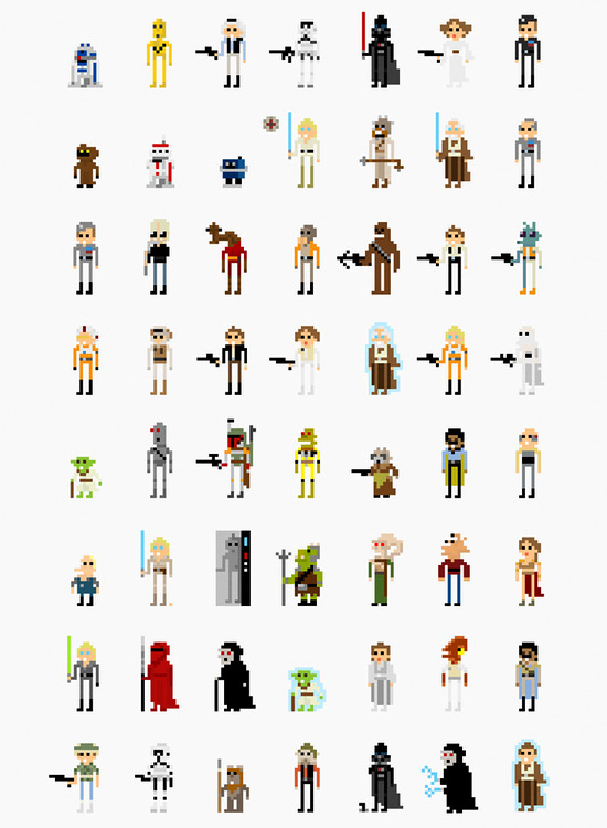 The force is strong with Fitz Fitzpatrick’s cast of 8-bit Star Wars heroes and villains. Various sized art prints are now available at his Society6 store.
8-Bit Star Wars Art Print by Fitz Fitzpatrick (Behance) (Society6) (Twitter)