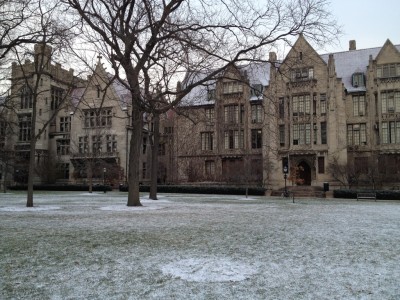 uchicagomag:
“ “…Light snow…at the University of Chicago. I’m dreaming of a white Christmas…”
(Photo and caption by @Gregs iPinion)
”
Guys. We live in a castle. Take that, Harvard!
FYUC