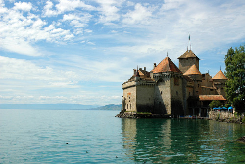 photo by MengTi on Flickr. Château de Chillon is located on the shore of Lake Léman at 