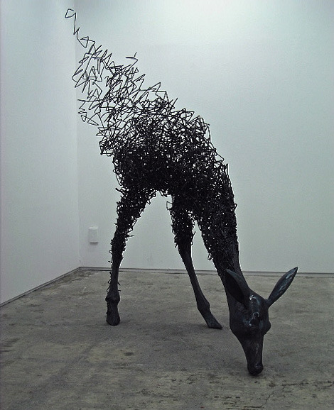 Wired Metal sculptures by Japanese artist Tomohiro Inaba.