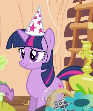 blankflank:  sturmpony:  Twilight Sparkle is totally cute: the blog.  why do i not remember her wearing that party hat…  She is so precious, god i can hardly withstand it 