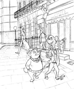 dizzymisslizzi:  atarial:  Well that’s the sketch done 8D Will most likely colour this when I get photoshop at the beginning of january Oh i do not enjoy drawing architecture =|  While I’m not a big fan of Sherlock, I think this is really cute.  This