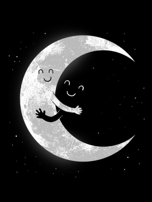 Moon Hug by Carbine. Love the simplicity of black and white (and gray). Available at Society6 here (