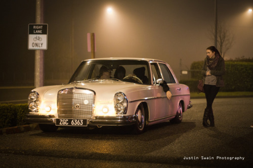 jzm3:  justinswain:  John Zuberek’s 1966 Mercedes-Benz 250S Photos by me.   My homie Swain took a quick shot of the ‘66 last night.  Daniel Ressa looking hard with his arm out the window! 