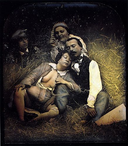 tuesday-johnson:  ca. 1855, [daguerreotype of erotic scene in a hayloft], attributed to Felix Jacque