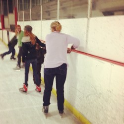 Hugging the wall! It&rsquo;s been 22 years since Jill or I were on the ice!! (Taken with instagram)