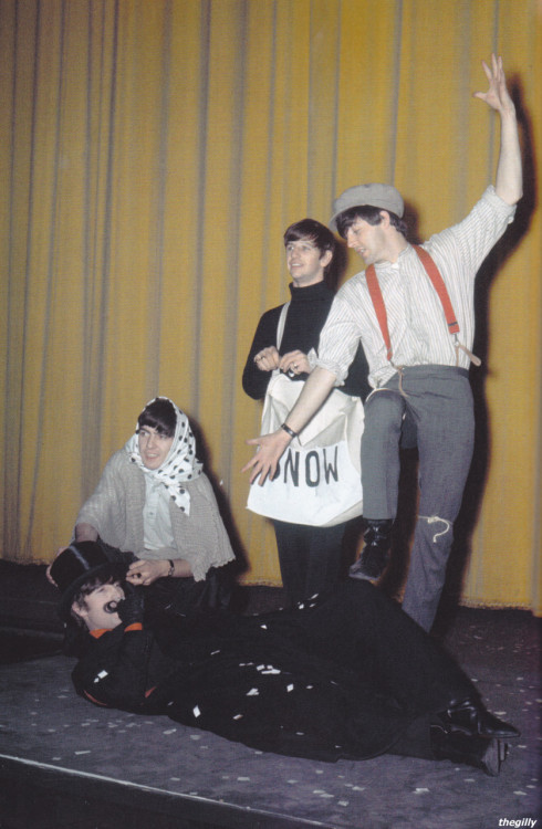 thegilly:The Beatles doing panto for their Beatles Christmas Show at the Astoria Cinema, London. Dec