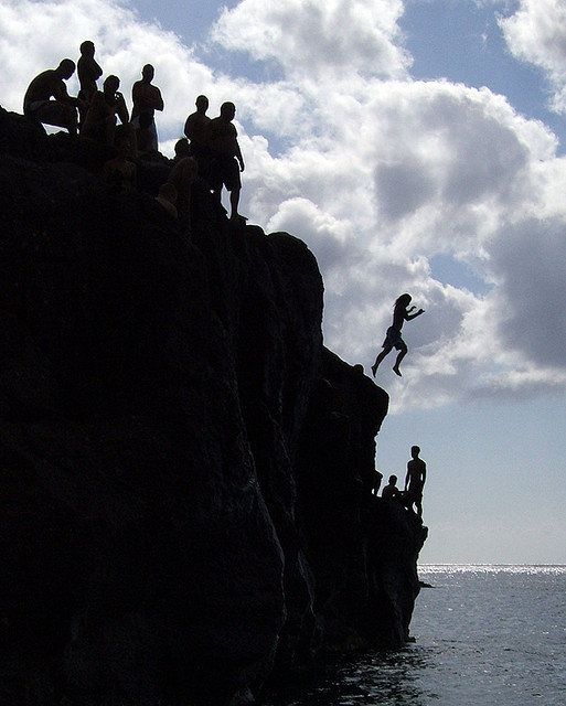 hoovestoheart:  Jump! by weewoo on Flickr. The rock. Made my sister jump this once