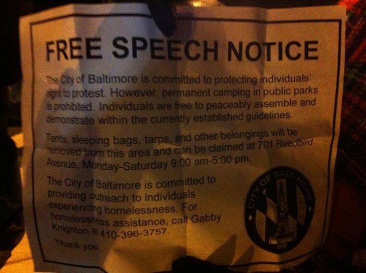 pattista:  Occupy Baltimore was evicted at 3:30am. no arrests. 200+ police in riot