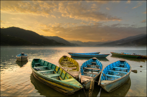 by Souvik_Prometure on Flickr. Phewa Lake is a lake of Nepal located in the Pokhara Valley near the 