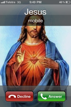 (church voice) Jesus on the main line oh