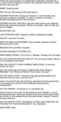 Best McDonalds Application Ever tihs kid Actually got Hired Via Epicsnaps.com