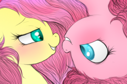 mnh27:  actually a w.i.p but I just want to get this shot cause its cute. gonna make them cosplay as my other OTP Pinkie pie is actually smaller, after I cropped it, she’s bigger..  Cuties~! &lt;3