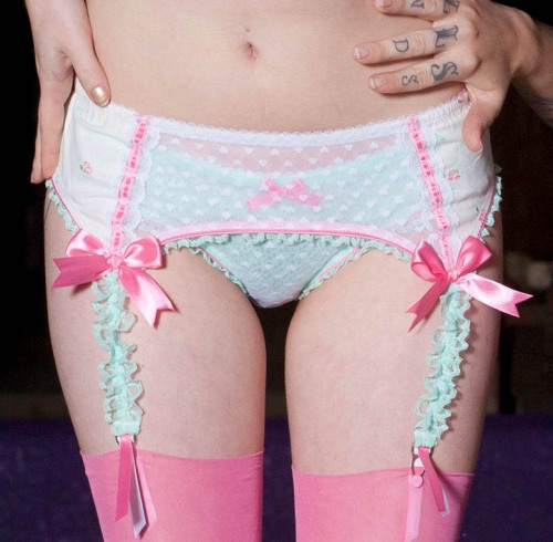 lingerie-love: Mint &amp; Pink Floral Garter Belt  Purrfect Pineapples shop here