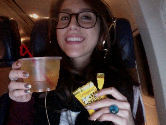 Fuck yeah in flight wi-fi! I&rsquo;m pretty sure I got this whiskey for free,