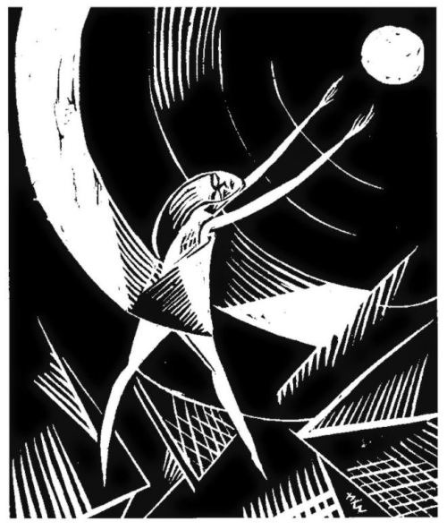 Elfriede Lohse-Wachtler, The Sleepwalker. woodcut, 1919