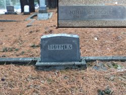 nathoyt:  So my friend Lisa and I were tooling around the cemetery and we came across the tombstone of one “John W. Holmes.”  We had very mixed feelings about this. 