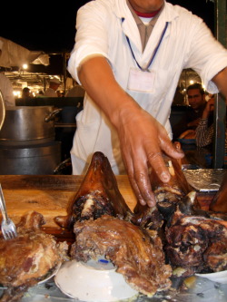 Sheeps head seller Marrakech, Morocco.