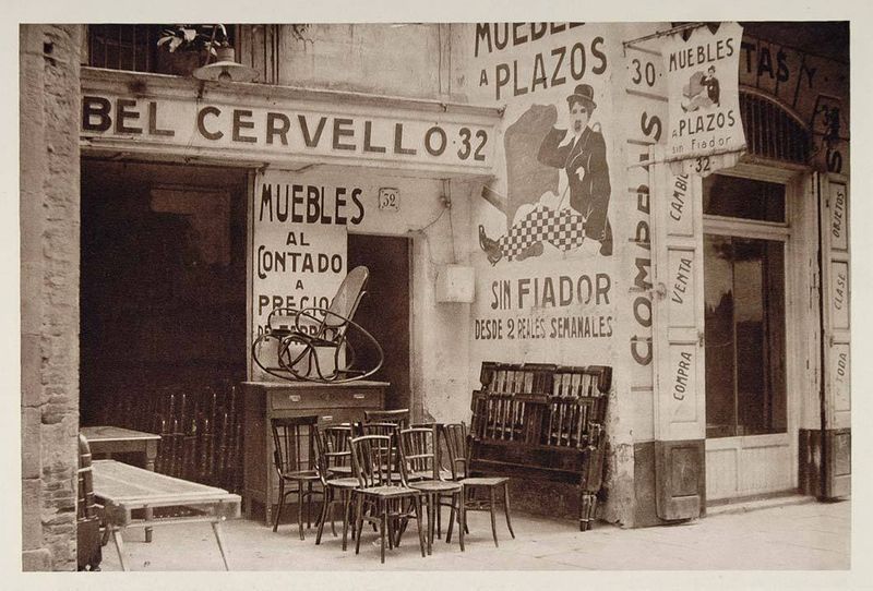 fuckyeahchaplin:  1928 photogravure of a furniture store in Barcelona, Spain with