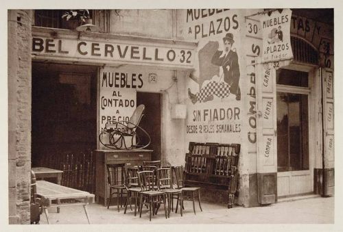 fuckyeahchaplin:  1928 photogravure of a furniture store in Barcelona, Spain with Charlie as the Little Tramp on their sign  :3