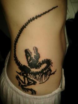 fuckyeahtattoos:  I got this tattoo for my 21st birthday as a present from my mum. I have loved dinosaurs from a very young age and I’m often dragging people round museums. I decided to get a Dinosaur tattoo to solidify my love for them. I wanted to