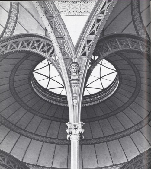 Salle Labrouste, Bibliothèque Nationale de France, Paris, detail of the domes, project by Henri Labr