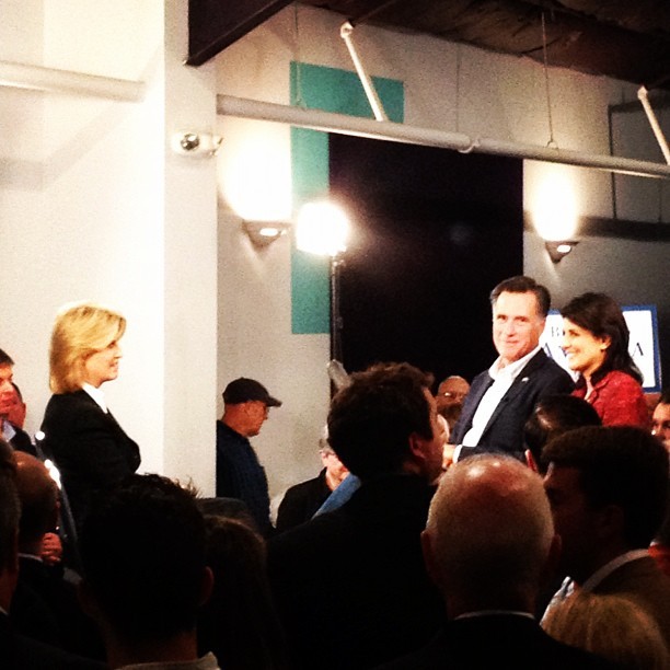 Greta Van Susteren interviewing Mitt Romney and Nikki Haley in Greenville, SC (Taken with instagram)