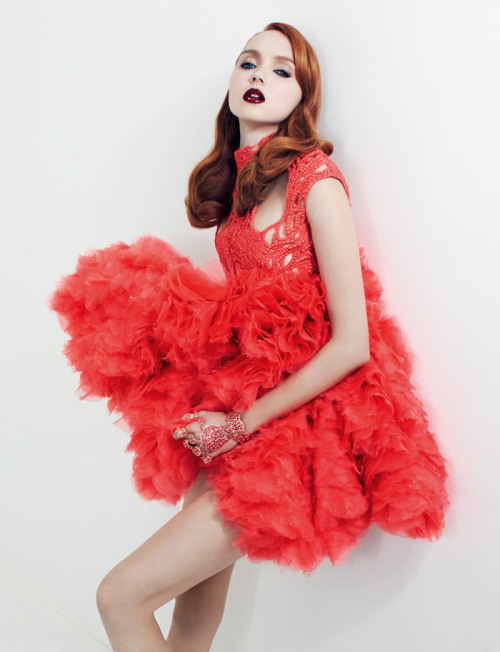 coco-lagerfeld:   Lily Cole in Alexander McQueen, Vogue Russia January 2012.