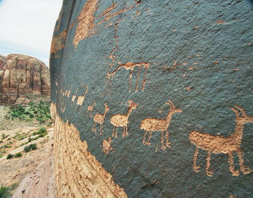 Petroglyphs (~10,000 BC - )Pictogram and logogram images incised in rock used in symbolic or ritual 