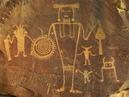 Petroglyphs (~10,000 BC - )Pictogram and logogram images incised in rock used in symbolic or ritual 