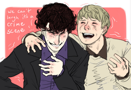 the first of these requests is really old… for some reason i could never get it out of my head… thenervouswalking: Could I  get John/Sherlock both laughing? Not really about anything specific just  them being in absolute hysterics. shairalik