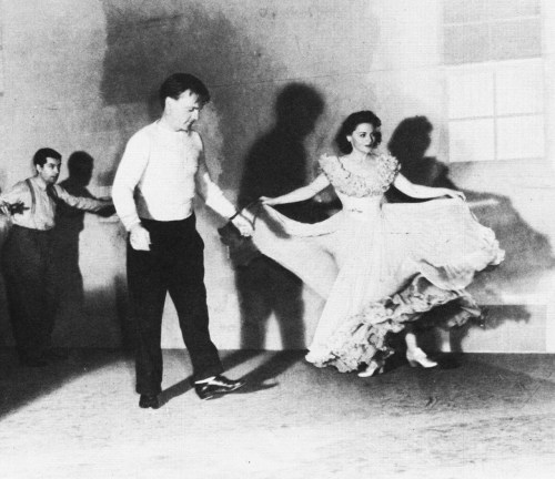 Cagney practicing dance routines with his sister Jeanne Cagney for Yankee Doodle Dandy (1942).