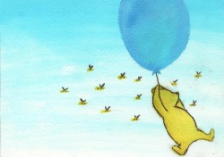 Penguinswithbowties:  Watercolor Doodle. Winnie The Pooh. 