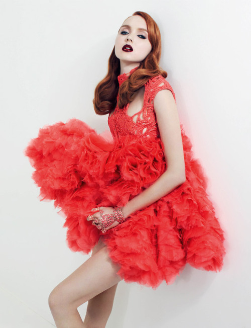 dirtyprettything:  Lily Cole marks her return to modelling in Russian Vogue’s January issue.