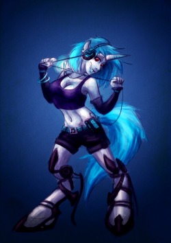 raenyras:  Vinyl Scratch for the awesome Fox In Shadow :D  Aperture boots &lt;3