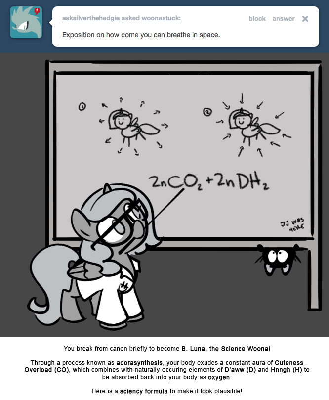 woonastuck: You break from canon briefly to become B. Luna, the Science Woona!  Through
